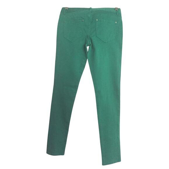 Cache Kelly Green Fleur De Lis Stud Embellished Slim Denim Jean Pant New $98 NWT - Picture 7 of 7